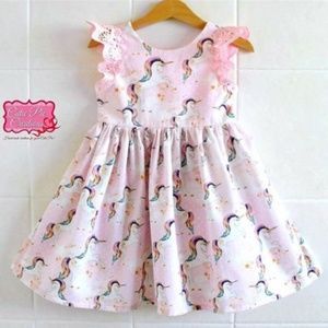 🆕Baby Girls Unicorn 🦄 Short Sleeve Cotton Dress